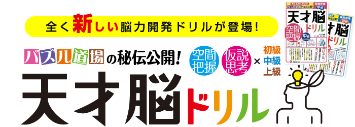 全く新しい知識ドリルが登場!パズル道場の秘伝公開！天才脳ドリル［空間把握］［仮説思考］