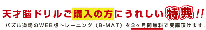 天才脳ドリルご購入の方にうれしい特典!!