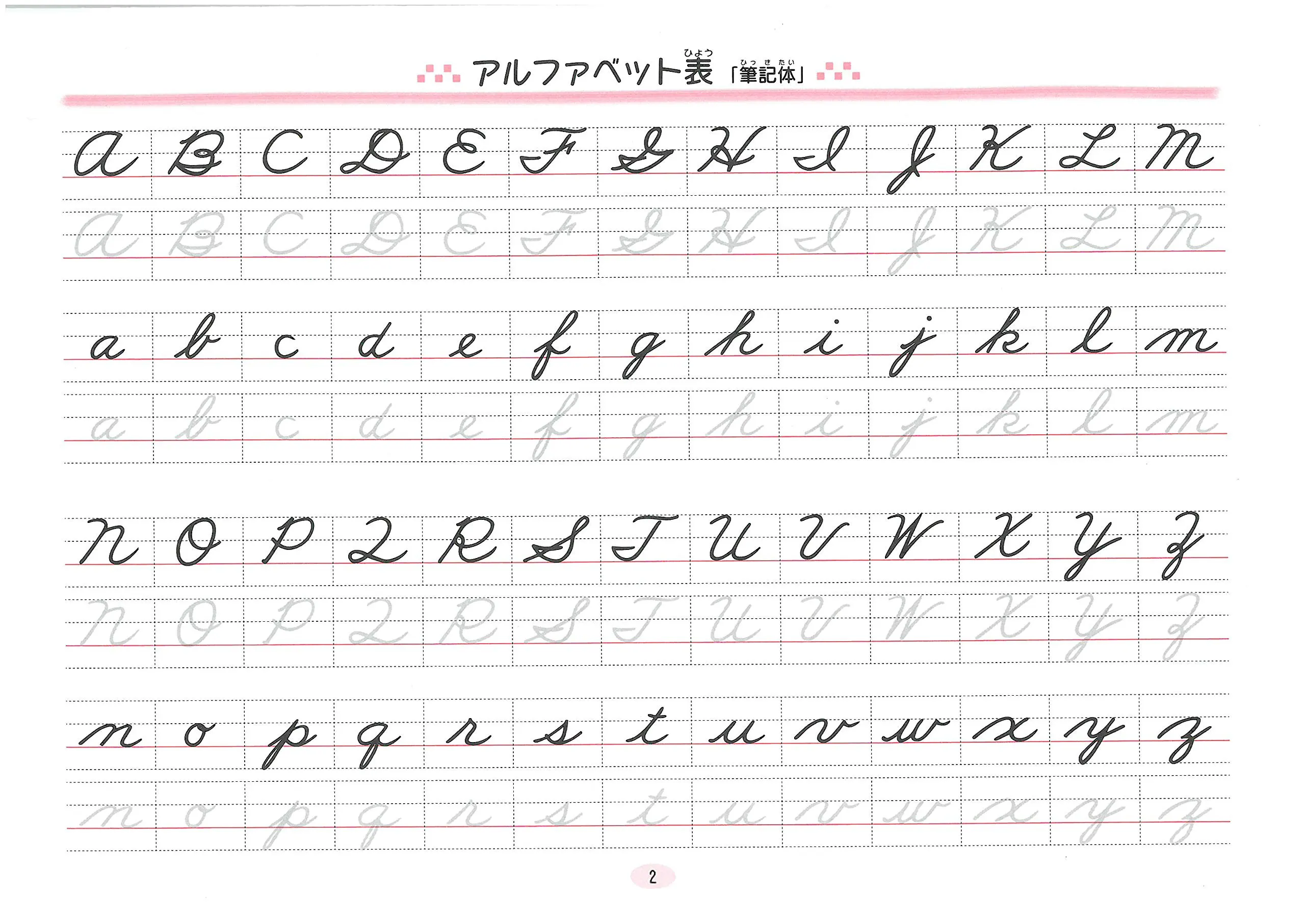 筆記体小学生のペンマンシップ